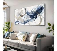 Lienzo decorativo para pared, arte abstracto, pinturas de fantasía azul, grafiti colorido sobre fondo blanco, obra de arte moderna, decoración de pared para habitación (75x150cm/30x59in)