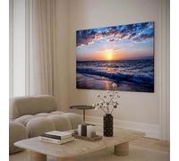 Lienzo decorativo para pared con atardecer en la playa, olas y crepúsculo, impresión de paisaje, póster, pintura, decoración de pared para dormitorio y sala de estar (80 x 120 cm, sin marco)