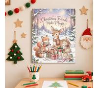 Lienzo decorativo para pared con cita de amigos del bosque, 40,6 x 50,8 cm | Escena de bosque fantástica, imágenes de pared, animales del bosque de temporada, cita sentimental de vacaciones