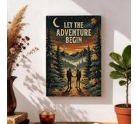 Lienzo decorativo para pared con cita inspiradora de aventura, caminantes