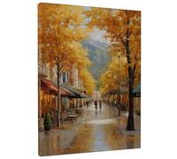 Lienzo decorativo para pared con diseño de camino otoñal, estampado de árboles otoñales de color amarillo dorado, arte escénico para pared, decoración estética para el hogar, sala de estar, oficina