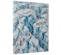 Lienzo decorativo para pared con diseño de escalada de montaña, póster de aventura azul y blanco, arte abstracto para pared, decoración estética del hogar para sala de estar, dormitorio, oficina