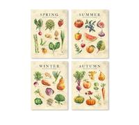 Lienzo decorativo para pared con diseño de frutas y verduras de temporada