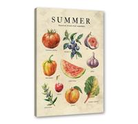 Lienzo decorativo para pared con diseño de frutas y verduras de temporada