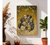 Lienzo decorativo para pared con diseño de perro, color marrón dorado e ilustración de animales, decoración del hogar para sala de estar, dormitorio, pasillo, ambiente acogedor, 8 x 12 pulgadas