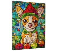 Lienzo decorativo para pared con diseño de perro encantador, ilustración colorida de chihuahua, obra de arte de cachorro para decoración festiva del hogar, sala de estar, dormitorio, sin marco, 8 x 12