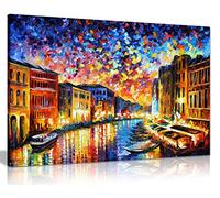 Lienzo decorativo para pared con diseño del Gran Canal de Venecia de Leonid Afremov para decoración del hogar (24 x 16)