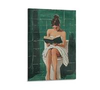 Lienzo decorativo para pared con ilustración feminista y moderna de mujer en color verde esmeralda para sala de estar, dormitorio, baño, oficina, decoración del hogar, 40 x 60 cm