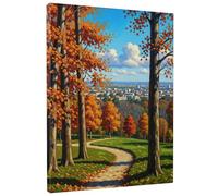 Lienzo decorativo para pared con paisaje otoñal, hojas de árbol naranja y marrón, arte de pared de naturaleza para decoración estética del hogar para sala de estar, dormitorio, oficina, lienzo