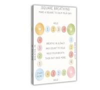 Lienzo decorativo para pared con técnicas de respiración y regulación de emociones de psicólogos para decoración de sala de estar, dormitorio, 60 x 90 cm