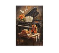 Lienzo decorativo para pared con temática de música de jazz, pintura abstracta, diseño de instrumentos artísticos, pinturas colgantes cálidas, póster para dormitorio, oficina, hogar, 30 x 45 cm
