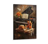 Lienzo decorativo para pared con temática de música de jazz, pintura abstracta, diseño de instrumentos artísticos, pinturas colgantes cálidas, póster para dormitorio, oficina, hogar, 50 x 75 cm
