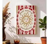 Lienzo decorativo para pared con texto en inglés "Good Morning Sunshine", diseño de sol de melocotón rojo, arte motivacional para la pared, decoración del hogar para sala de estar, dormitorio, oficina