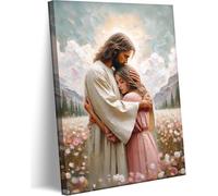 Lienzo decorativo para pared con texto en inglés "Jesus Hugging Woman" abrazando a la mujer segura en sus brazos, cuadro de decoración cristiana, póster de Cristo para dormitorio, sala de estar,