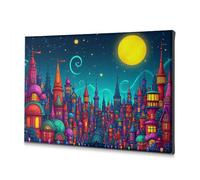 Lienzo decorativo para pared costero, noche mágica en ciudad de fantasía, decoración de Pascua, decoración de pared de baño (40 x 60 cm)