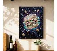 Lienzo decorativo para pared de cocina, arte pop contemporáneo, burbujas goteando N/A, impresiones doradas para colgar en comedor, restaurante, desayuno, rincón, decoración de 30,5 x 40,6 cm