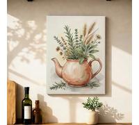 Lienzo decorativo para pared de cocina, diseño botánico de hierbas rústicas, flores, primavera, terroso, impresiones artísticas para colgar en el comedor, desayuno, rincón, restaurante, decoración de