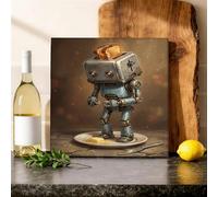 Lienzo decorativo para pared de cocina, diseño de robot, manteca de tostada moderna N/A azul, arte colgante para dormitorio, sala de estar, hogar, comedor, restaurante, decoración de 12 x 12 pulgadas