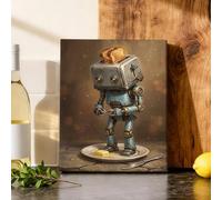 Lienzo decorativo para pared de cocina, diseño de robot, manteca de tostada moderna N/A azul, impresiones para colgar en la pared, arte para comedor, baño, restaurante, dormitorio, decoración de 8 x