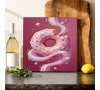 Lienzo decorativo para pared de cocina, diseño de rosquillas, burbujas de primavera, melocotón, pintura para colgar en la pared, comedor, desayuno, rincón, restaurante, decoración de 12 x 12 pulgadas