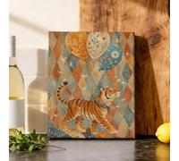 Lienzo decorativo para pared de cocina, diseño de tigre, bolas de aire divertidas, diamantes, celebración, naranja, impresiones artísticas para colgar en casa, restaurante, comedor, cubículo, 20,3 x