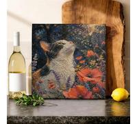 Lienzo decorativo para pared de cocina, diseño floral realista de amapola, lavanda, primavera, naranja, arte para colgar en la pared, comedor, desayuno, rincón, restaurante, decoración de 12 x 12