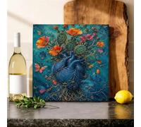 Lienzo decorativo para pared de cocina, diseño moderno de flores abstractas de cactus primaveral, color azul, impresiones artísticas para colgar en comedor, restaurante, desayuno, rincón, decoración