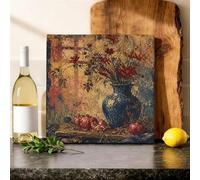 Lienzo decorativo para pared de cocina, diseño rústico vintage de flores, calabazas, otoño, azul, impresiones para colgar en comedor, restaurante, desayuno, rincón, decoración de 30,5 x 30,5 cm