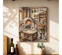 Lienzo decorativo para pared de cocina, estilo rústico, tradicional, cosecha de pan, color marrón cálido, arte para colgar en la pared, hogar, dormitorio, sala de estar, restaurante, comedor