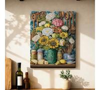 Lienzo decorativo para pared de cocina, estilo rústico, vintage, peonía, limón, verano, amarillo, impresiones artísticas para colgar en apartamentos, salas de estar, dormitorios, desayunos, rincón