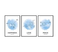 Lienzo decorativo para pared de laboratorio escolar, impresión de oxitocina, amor, dopamina, paz, serotonina-felicidad, estructura molecular, póster de química, ciencias, decoración de aula (SKU8-3