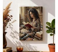 Lienzo decorativo para pared de lectura acogedor, impresiones de libros vintage de color marrón cálido, arte de pared clásico para decoración estética del hogar para sala de estar, dormitorio, estudio
