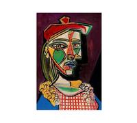 Lienzo decorativo para pared de Pablo Picasso de Picasso con boina y vestido a cuadros de 1937, para decoración del hogar, escuela, oficina, sin marco