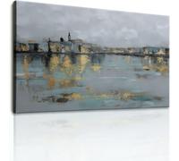 Lienzo decorativo para pared, diseño abstracto de paisaje urbano, pósteres modernos y elegantes, para sala de estar, dormitorio, lavandería, comedor, hogar, oficina, cocina, decoración de pared, 88,9