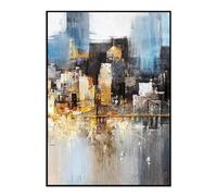 Lienzo decorativo para pared, diseño abstracto urbano moderno, para colgar en la pared, decoración del hogar, 30x50cm(12x20in) marco negro.