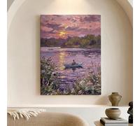 Lienzo decorativo para pared, diseño de atardecer y melocotón, paisaje natural, decoración abstracta para el hogar, sala de estar, dormitorio, oficina, lienzo envuelto de 12 x 16 pulgadas