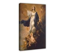 Lienzo decorativo para pared, diseño de Bartolome Esteban Murillo de La Asunción de la Virgen para el hogar, la escuela, la oficina, marco de 30,5 x 45,7 cm