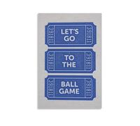 Lienzo decorativo para pared, diseño de béisbol con texto en inglés "Let's Go To The Ball", color azul, estilo vintage, para sala de estar, dormitorio, baño, oficina, decoración del hogar, 50 x 75 cm