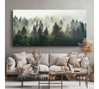 Lienzo decorativo para pared, diseño de bosque de pinos brumoso, paisaje abstracto moderno, pintura para sala de estar, oficina, dormitorio, hogar (60 x 120 cm (24 x 47 pulgadas), sin marco)