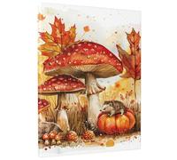 Lienzo decorativo para pared, diseño de bosque otoñal, hongos rojos y marrones, impresión de póster de erizos, arte de pared de bosque para decoración del hogar para sala de estar, dormitorio, baño