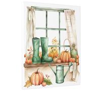 Lienzo decorativo para pared, diseño de calabazas verdes y naranjas, arte de pared en acuarela, decoración de temporada para el hogar, sala de estar, cocina, entrada, sin marco, 8 x 12 pulgadas