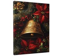 Lienzo decorativo para pared, diseño de campanas de Navidad, estampado de campanas doradas, festividades de invierno, para colgar en la pared, para sala de estar, dormitorio, sin marco, 20,3 x 30,5 cm