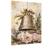 Lienzo decorativo para pared, diseño de campanas doradas, decoración estética para colgar en la pared del hogar, para sala de estar, dormitorio, sin marco, 20,3 x 30,5 cm