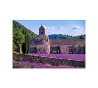 Lienzo decorativo para pared, diseño de campos de lavanda púrpura en el monasterio de Senanque, Provenza, sur de Francia, 50 x 75 cm