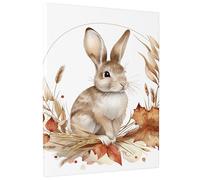 Lienzo decorativo para pared, diseño de conejito de cosecha otoñal, impresión rústica de conejos, decoración rústica de temporada para sala de estar, dormitorio, cocina, sin marco, 12 x 16 pulgadas