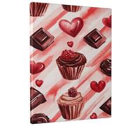 Lienzo decorativo para pared, diseño de cupcakes de chocolate, impresiones de dulces rojos y marrones, temas del día de San Valentín, decoración estética del hogar para cocina, comedor, cafetería, sin