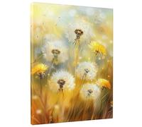 Lienzo decorativo para pared, diseño de diente de león de primavera, estampado de flores amarillas y blancas, decoración abstracta de la naturaleza para sala de estar, dormitorio, oficina, sin marco