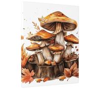 Lienzo decorativo para pared, diseño de hongos otoñales, pintura botánica naranja marrón, arte de pared fantástico, decoración de temporada para sala de estar, dormitorio, cocina, sin marco, 30,5 x