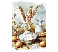 Lienzo decorativo para pared, diseño de huevos de leche de trigo marrón dorado, impresiones de naturaleza muerta, decoración del hogar de estilo rústico para cocina, comedor, Acción de Gracias, sin