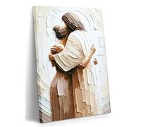 Lienzo decorativo para pared, diseño de Jesús abrazando a la mujer, seguro en sus brazos, póster impreso, decoración de pared, arte de pared cristiano, decoración del hogar para sala de estar y